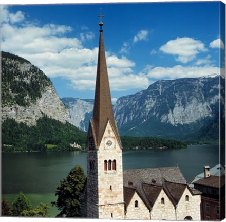 Framed Spire of Hallstatt Church Print