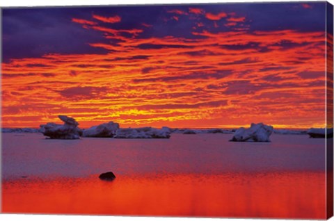 Framed Hudson Bay Floating Ice Against Sunset Print