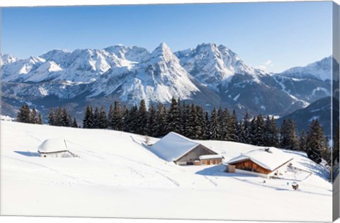 Framed Mieminger Mountains in Winter Print