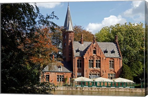 Framed Brick Church On Minnewater Lake Print