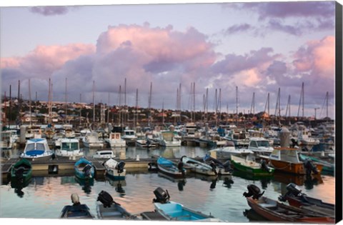 Framed Yacht Harbor, St-Pierre Print