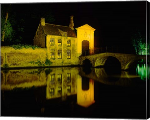 Framed Beguinage at Night, Bruges, Belgium Print