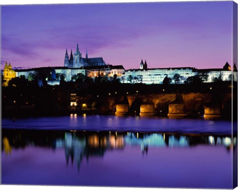 Framed Hradcany Palace and Vltava River Print