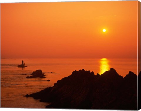 Framed Pointe du Raz at Sunset, Brittany, France Print