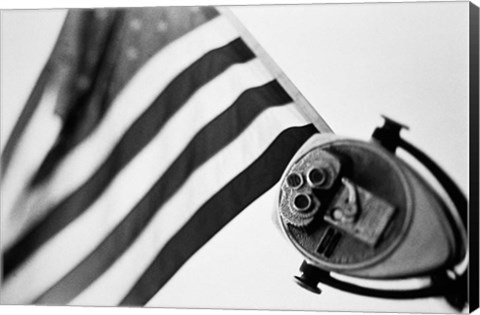 Framed Black and White American Flag Print