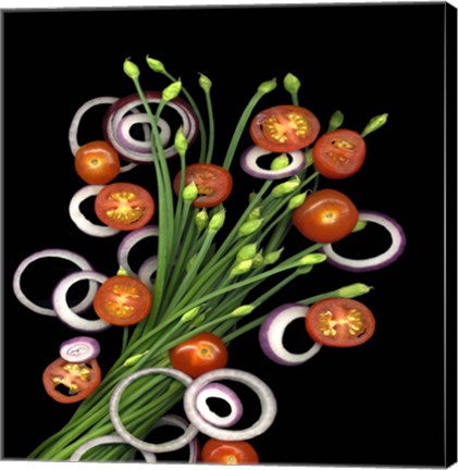 Framed Chive Blossoms, Tomatoes &amp; Onion Print