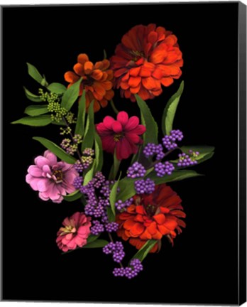 Framed Zinnia And Berries Print