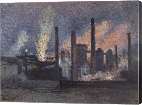 Framed Factories Near Charleroi, 1897 Print