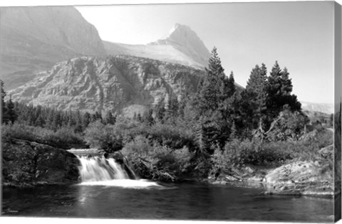 Framed Waterfall And Cliffs 6 Print