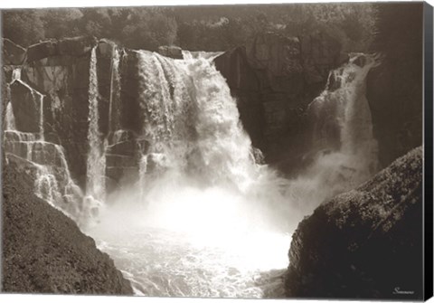 Framed Sepia North Shore Waterfall Print