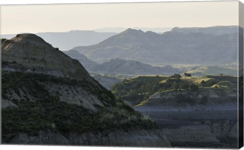 Framed Misty Mountains And Greenery Print