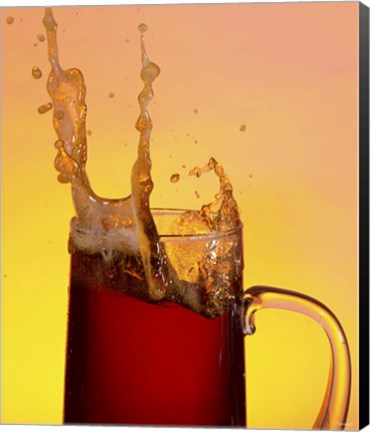 Framed Beer Mug And Splashing Foam Print