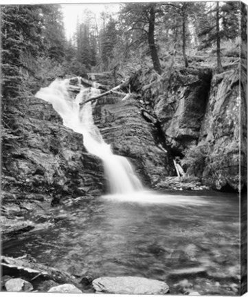 Framed Rushing Waterfall In Gorge Print
