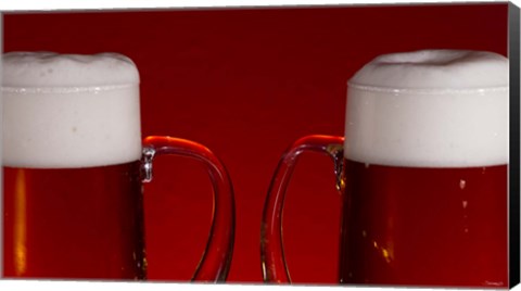 Framed Beer Mugs Closeup Print