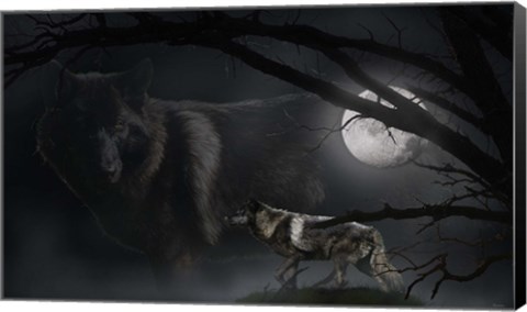 Framed Black Moon Wolf Print
