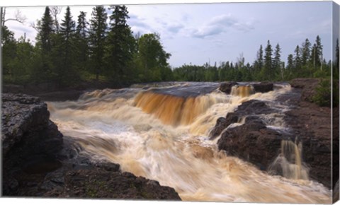 Framed North Shore Rushing Water And Rocks Print