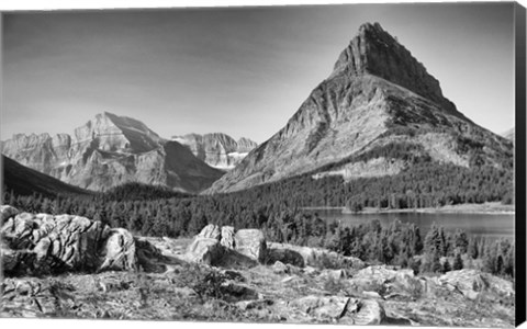Framed Mountains And Lake Greenery Print