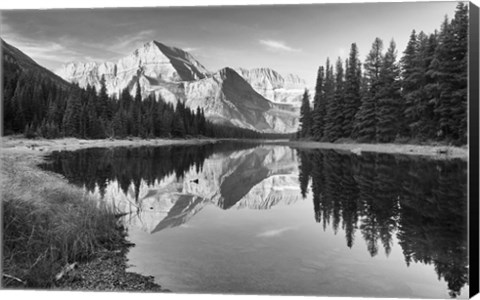 Framed Lake Reflecting White Mountains Print