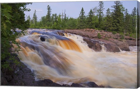 Framed North Shore Rushing Water And Green Trees Print