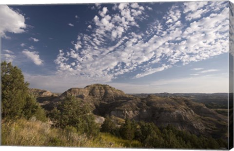 Framed Green Mountains Under Blue Sky Print