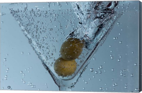 Framed Olive Duo In Martini Glass Closeup Print