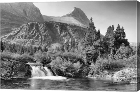 Framed Mountains And Small Waterfall Print