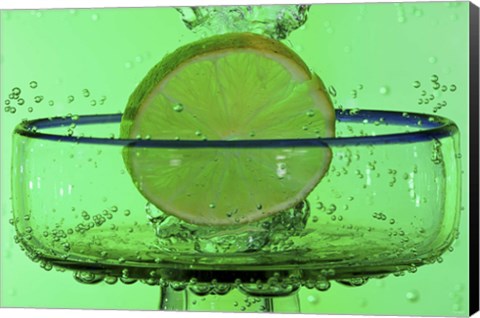Framed Margarita Glass And Lemon Splash Print