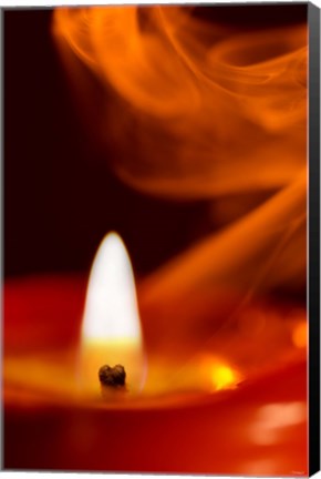 Framed Orange Candle And Smoke Print