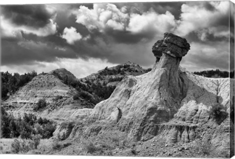 Framed Monumental Mountains Black And White Print