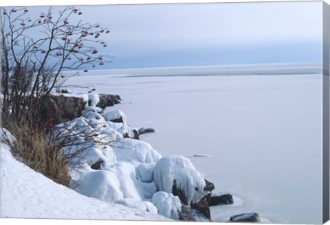 Framed Lake Superior Winter Snow 27 Print
