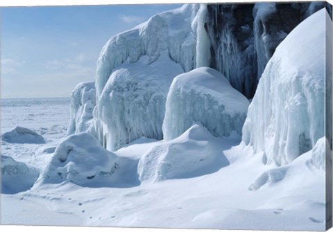 Framed Lake Superior Winter Snow 20 Print