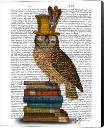 Framed Owl On Books Print