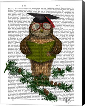 Framed Owl Reading On Branch Print