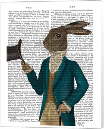 Framed Hare In Turquoise Coat Print