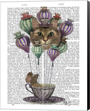 Framed Cheshire Cat Hot Air Balloon Print