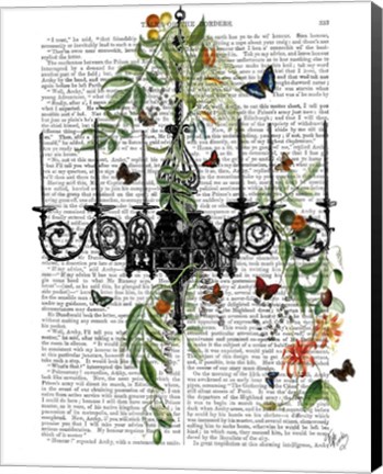 Framed Chandelier With Vines and Butterflies Print