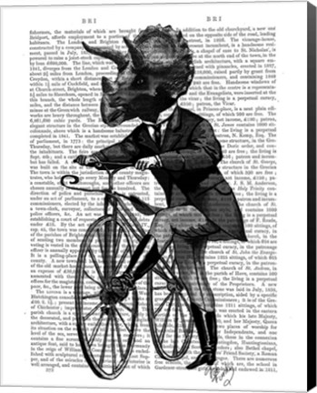 Framed Triceratops Man on Bike Dinosaur Print