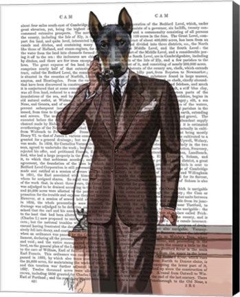 Framed Doberman on Phone Print