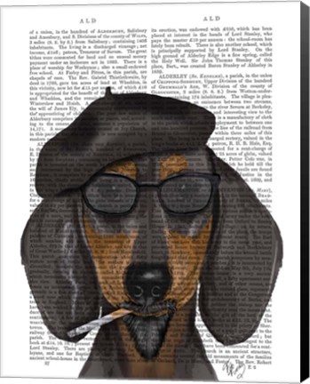 Framed Hipster Dachshund Black and Tan Print