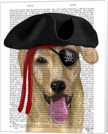 Framed Yellow Labrador Pirate Print