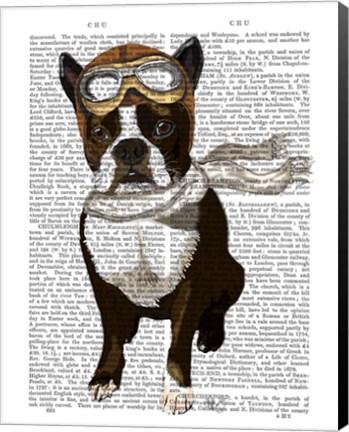 Framed Boston Terrier Flying Ace Print