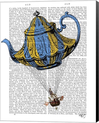 Framed Flying Teapot 3 Blue and Yellow Print