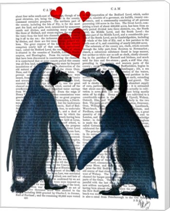 Framed Penguins With Love Hearts Print