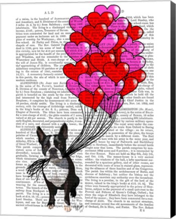 Framed Boston Terrier And Balloons Print