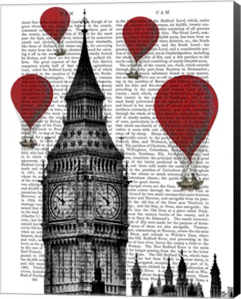 Framed Big Ben and Red Hot Air Balloons Print