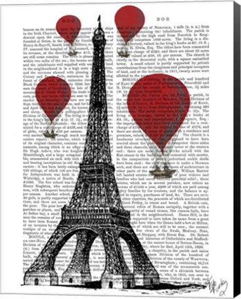 Framed Eiffel Tower and Red Hot Air Balloons Print