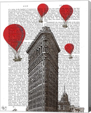 Framed Flat Iron Building and Red Hot Air Balloons Print