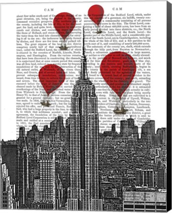 Framed Empire State Building and Red Hot Air Balloons Print