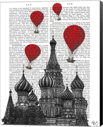 Framed St Basil&#39;s Cathedral and Red Hot Air Balloons Print