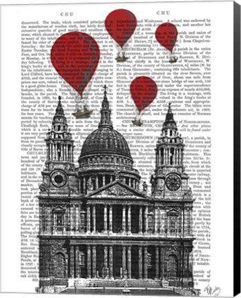 Framed St Pauls Cathedral and Red Hot Air Balloons Print